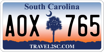 SC license plate AOX765