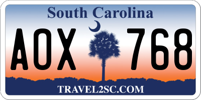 SC license plate AOX768