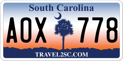 SC license plate AOX778