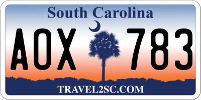 SC license plate AOX783