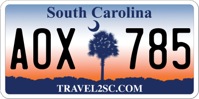 SC license plate AOX785