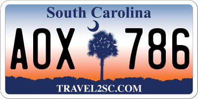 SC license plate AOX786