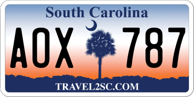 SC license plate AOX787