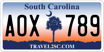 SC license plate AOX789