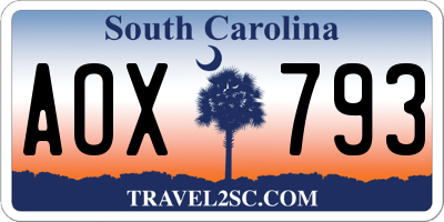 SC license plate AOX793