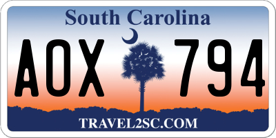 SC license plate AOX794