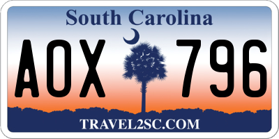 SC license plate AOX796