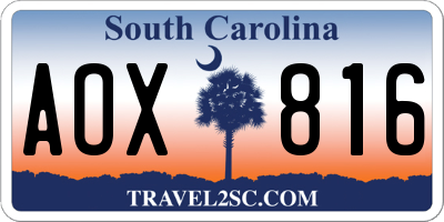 SC license plate AOX816