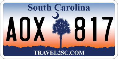 SC license plate AOX817