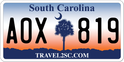SC license plate AOX819