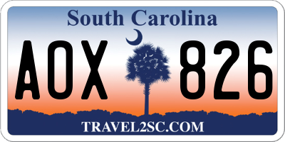 SC license plate AOX826