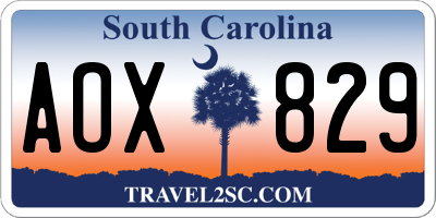 SC license plate AOX829