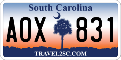 SC license plate AOX831