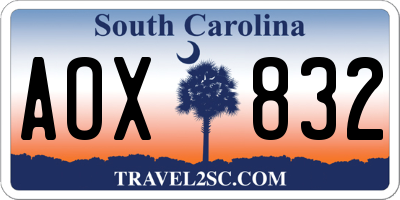 SC license plate AOX832