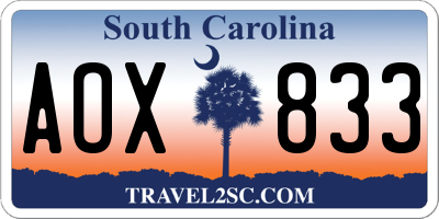 SC license plate AOX833