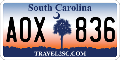 SC license plate AOX836