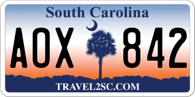 SC license plate AOX842
