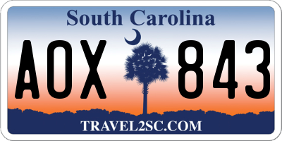 SC license plate AOX843