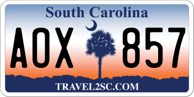 SC license plate AOX857