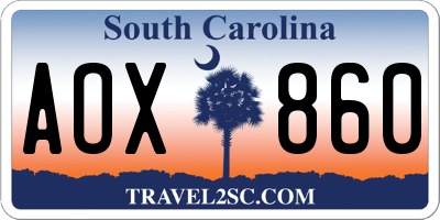 SC license plate AOX860