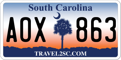 SC license plate AOX863