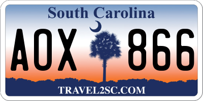 SC license plate AOX866