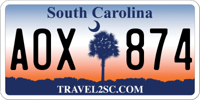 SC license plate AOX874