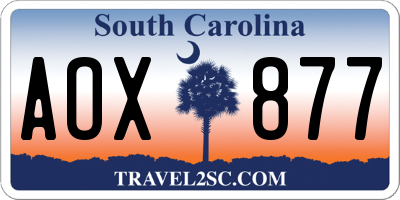SC license plate AOX877