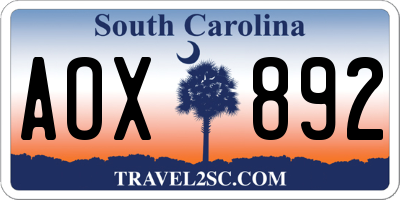SC license plate AOX892