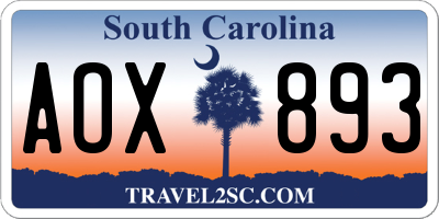 SC license plate AOX893