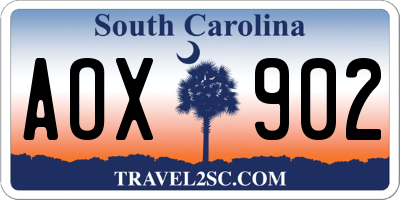 SC license plate AOX902