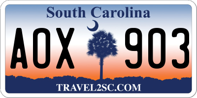 SC license plate AOX903