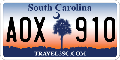 SC license plate AOX910