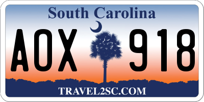 SC license plate AOX918