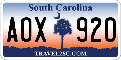 SC license plate AOX920