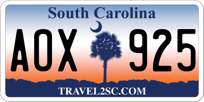 SC license plate AOX925