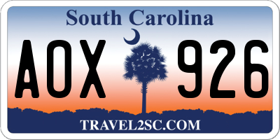 SC license plate AOX926