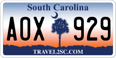 SC license plate AOX929