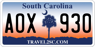 SC license plate AOX930