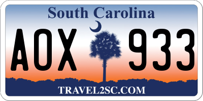 SC license plate AOX933