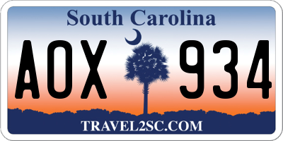 SC license plate AOX934