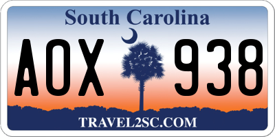 SC license plate AOX938