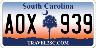 SC license plate AOX939