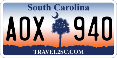 SC license plate AOX940