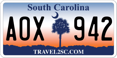 SC license plate AOX942