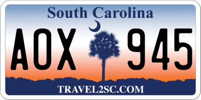 SC license plate AOX945