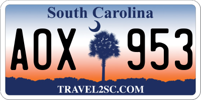 SC license plate AOX953