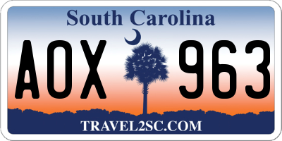 SC license plate AOX963