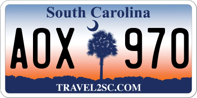 SC license plate AOX970