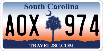 SC license plate AOX974